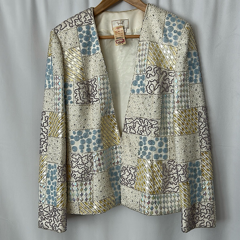 Vie By Victoria Royale Nwt Vintage Yellow Beaded Blazer Jacket Coat **Sz 8**